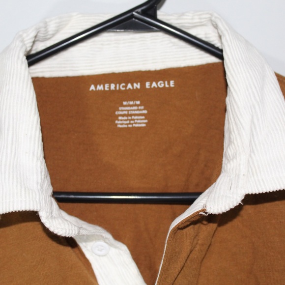 AMERICAN EAGLE BROWN RUGBY SHIRT - Picture 2 of 3